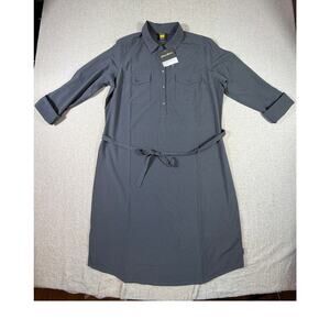 NWT Eddie Bauer Women L Gray Wrinkle Resistant Depart Travel Lightweight Dress